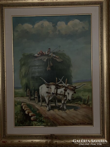 Szegvári Károly “A szekéren” 50x60, Olaj