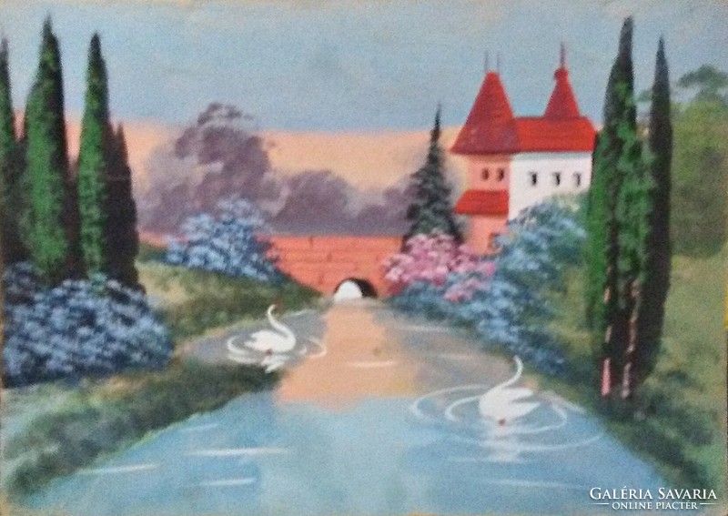 Festmény (04) - HÍD KASTÉLLYAL
