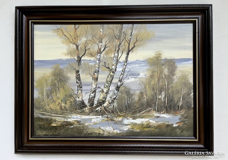 Bubelényi László (1953-2018 ) Télutó KERETEZVE 63x83 cm