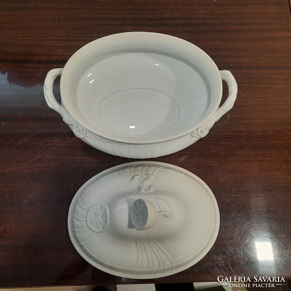 12 személyes Fehér Herendi porcelán citrom fogós leveses tál