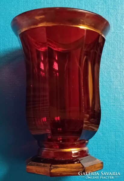Bieder üvegpohár , rubinpácolt  Mag.: 12,3 cm