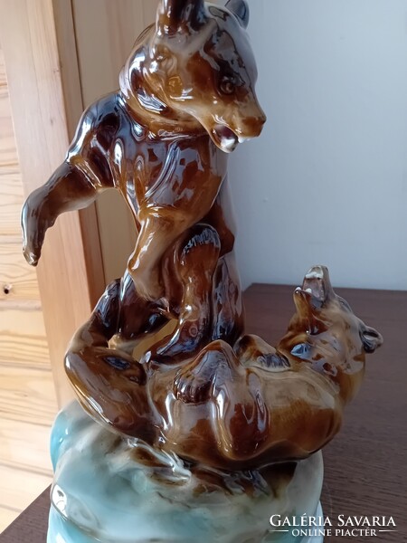 Eladó gyönyörű Zsolnay porcelán - birkózó medvék