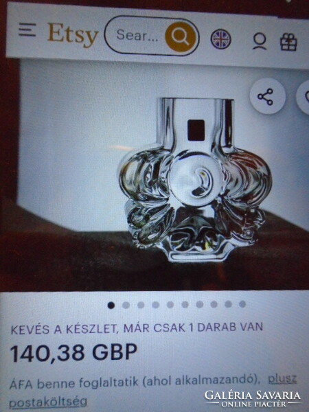 Gyönyörű, vintage  SKRUF Royal Krona 100% ólomkristály üvegváza Lars Hellstentől.