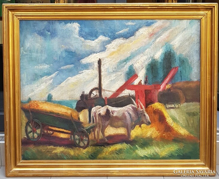 Mágori Varga Béla (1897-1998) : Aratás, 80x100 cm.