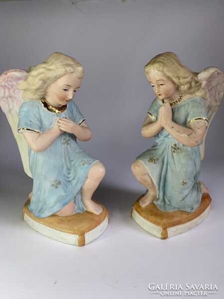 Antik bisquit porcelán angyal párban
