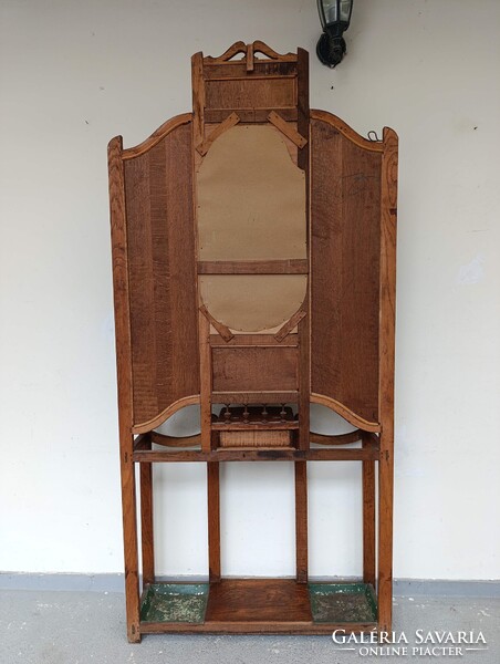 Előszobafal antik bútor nagy méretű dekoratív art deco tükrös ruhafogas fogas előszoba fal 972 3084