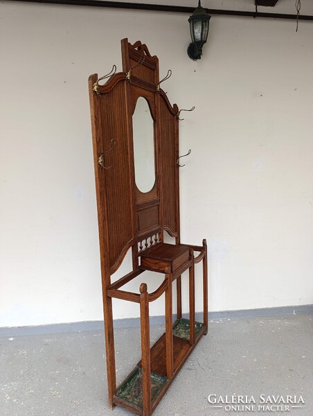 Előszobafal antik bútor nagy méretű dekoratív art deco tükrös ruhafogas fogas előszoba fal 972 3084