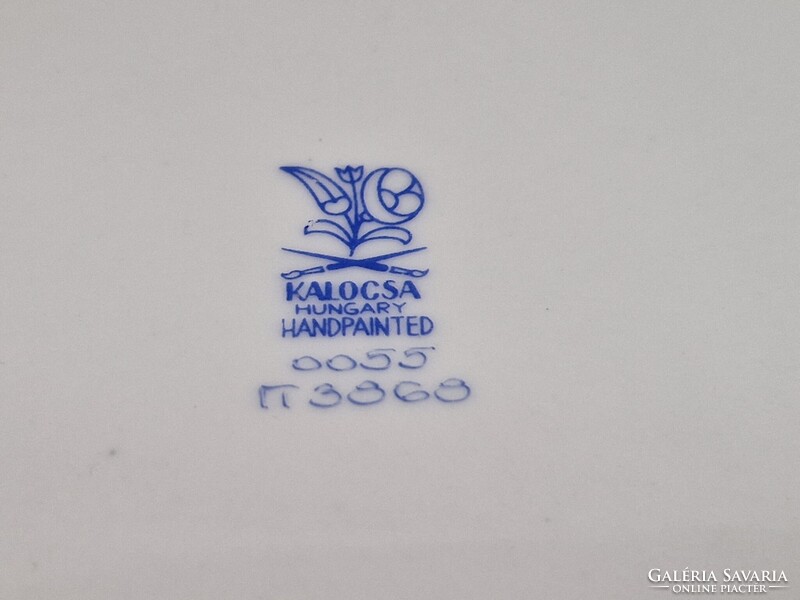 Kalocsai gyönyörű kézzel festett porcelán virág mintás tál vagy fali dísz hibátlan állapotban 24 cm.