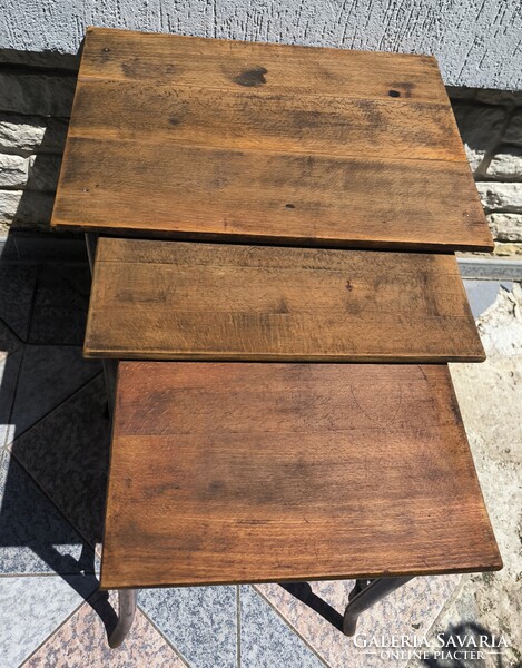 Antik Thonet tonett 3 részes Zsúr asztal, viràgtartó Posztamens szobor tartó konzol laptop Art Deco