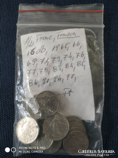 1/2 Franc 16 db különböző évjáratúak.