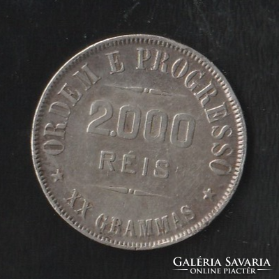 2000 Reis 1907 Brazilian silver coin.