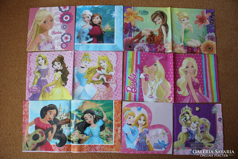 8 db Szalvéta  Barbik, hercegnők