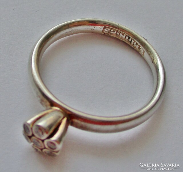 Csodaszép Spinning ezüst gyűrű  fehér kövekkel