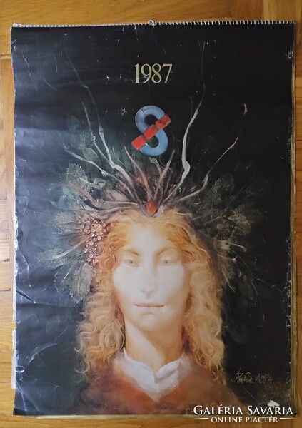 SZÁSZ ENDRE  1987- ES HATALMAS FALINAPTÁR  48.5 CM X 69 CM