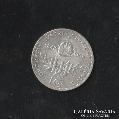 1 Corona 1908 Ausztria, forgalmi pénz, forgalmi kopással.
