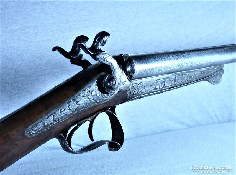 GYÖNYÖRŰ, ANTIK, DUPLACSÖVŰ LEFAUCHEUX PUSKA, PÁRIZS, CA. 1860!!!