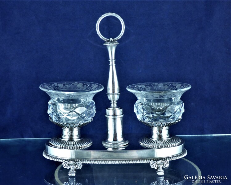 POMPÁS, ANTIK EZÜST FŰSZERTARTÓ, PÁRIZS, CA. 1820!