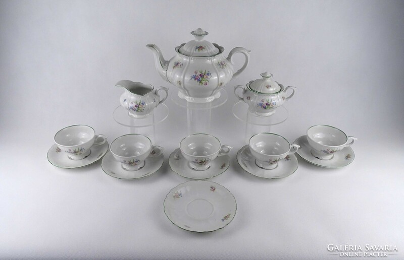 1V960 Altrohlauer 5 személyes virágmintás porcelán teáskészlet 14 darab
