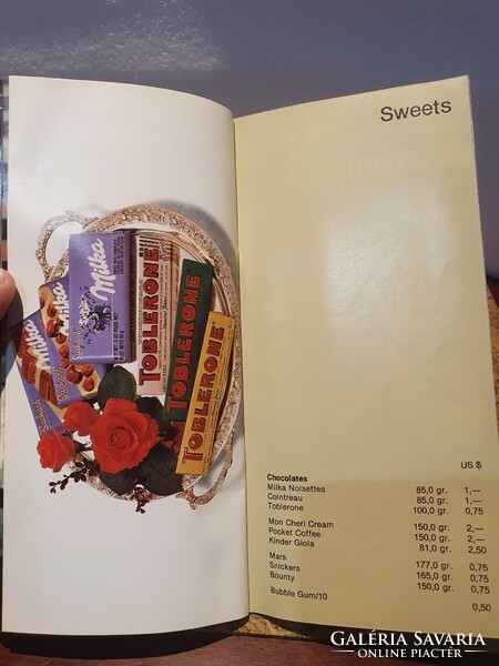 Retro malév dollárboltos árjegyzék prospektus St. Moritz Chivas Givenchy szocreál