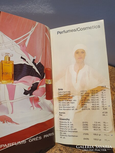 Retro malév dollárboltos árjegyzék prospektus St. Moritz Chivas Givenchy szocreál