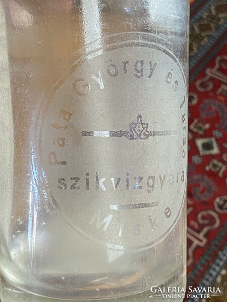 PATA GYÖRGY ÉS TÁRSA MISKE SZIKVÍZGYÁR NAGY SZÓDÁSÜVEG SZIFON 32 CM