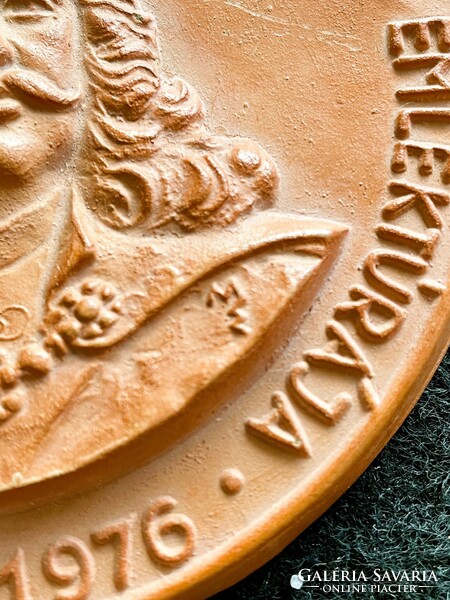 II. Rákóczi Ferenc jubileumi emléktúra 1976, cserép plakett 12 cm - Molnár Elek