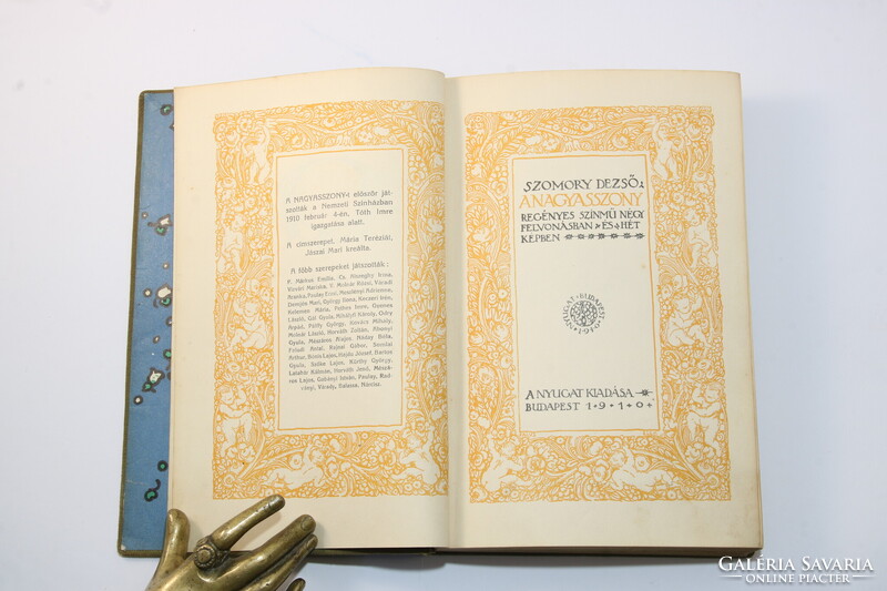 Szomory Dezső - A Nagyasszony - 1910 Nyugat könyvei szecessziós Falus Elek kötés - Első kiadás !!