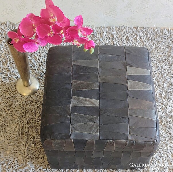 Patchwork Bőr tárolós design Sved puff ALKUDHATÓ