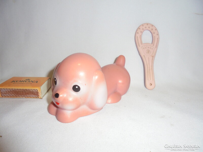 Retro CHICCO rágóka és csipogós gumi kutya baba játék - együtt