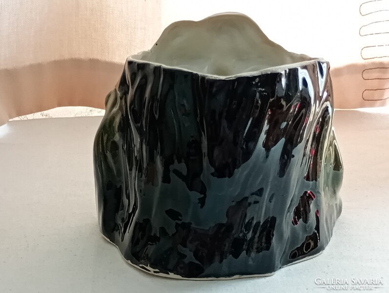 Majolika humidor 17x17x13cm - kaspó ceruzatartó polcdísz régi