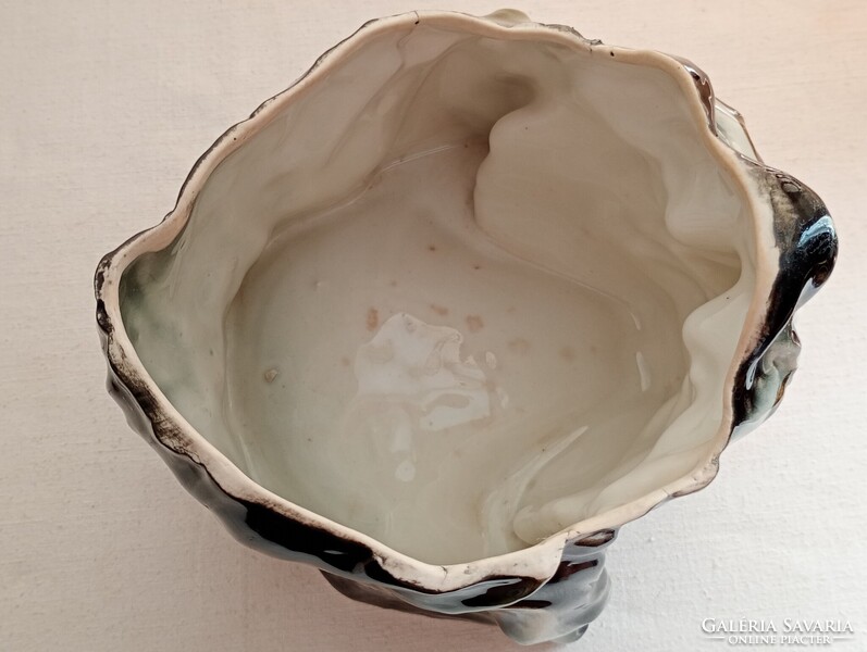 Majolika humidor 17x17x13cm - kaspó ceruzatartó polcdísz régi