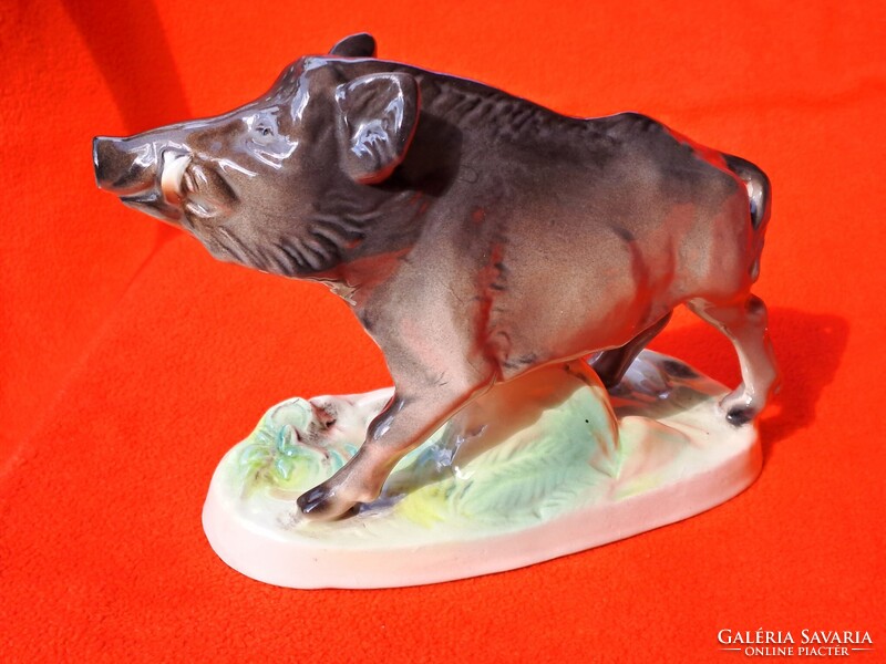 Ritka! Német Katzhütte nagy méretű vaddisznó / vadkan porcelán figura