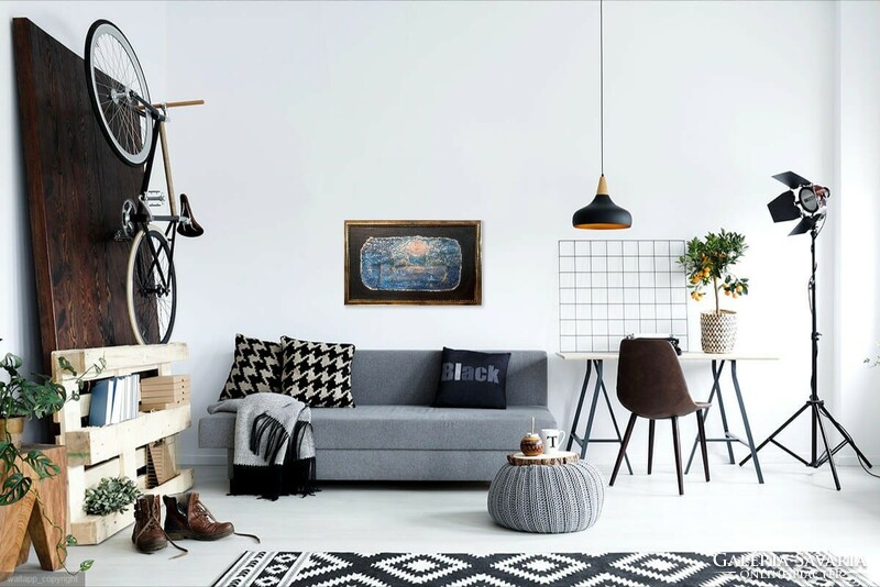 Holdfényes séta  Prima díjas művész zománcképe, tanúsítvánnyal. 55x35cm. Károlyfi Zsófia (1952)