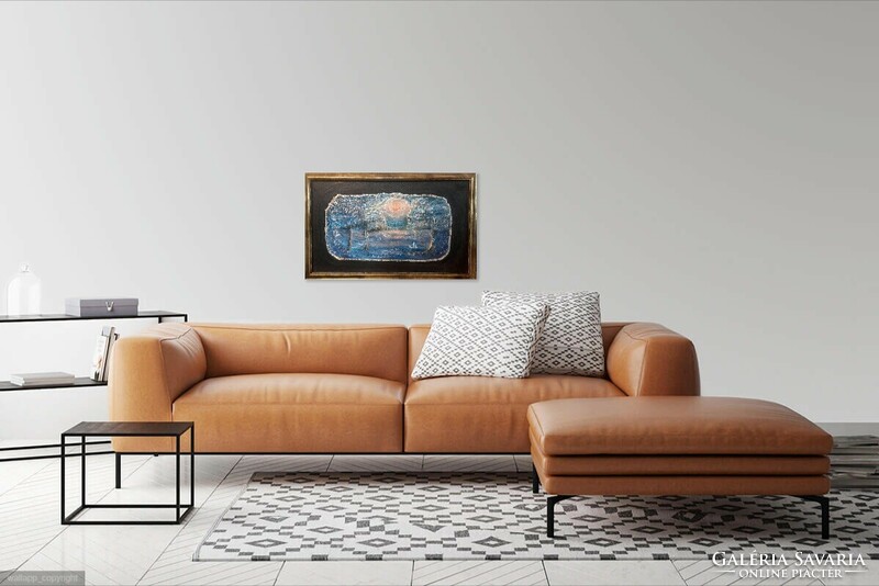 Holdfényes séta  Prima díjas művész zománcképe, tanúsítvánnyal. 55x35cm. Károlyfi Zsófia (1952)