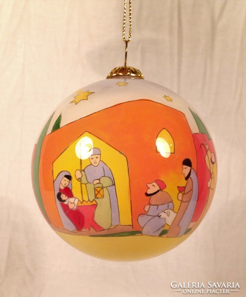 Inside painted glass globe, decorative globe. For Christmas. Christmas tree decoration.
