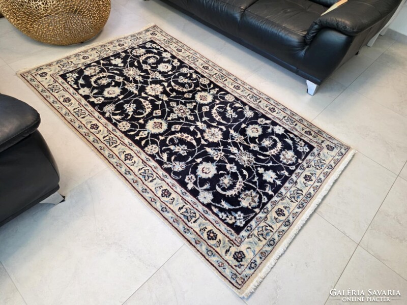 Selyemkontúros iráni nain 120x200 kézi gyapjú perzsa szőnyeg FZ65