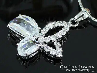 JELZETT, 18 KT.-S FEHÉR ARANNYAL GALVANIZÁLT SWAROVSKI KRISTÁLY MEDÁLOS RÓDIUMOS NYAKLÁNC