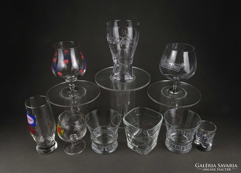 1W858 Feliratos, márkás pohár csomag COCA-COLA, BOLS, CAMPARI, BALLANTINES, stb. 9 darab