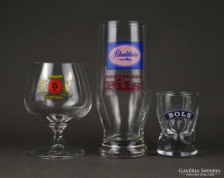 1W858 Feliratos, márkás pohár csomag COCA-COLA, BOLS, CAMPARI, BALLANTINES, stb. 9 darab