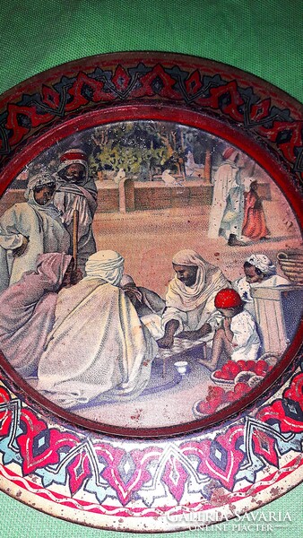 Nagyon szép keleti réz lemez falitálak 2db festett utcai sakk jelenettel EGYBEN 22cm a képek szerint