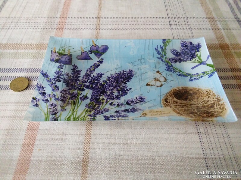 Színes üveg tál. Asztali dísz. Új.