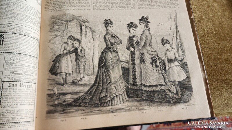 1876 NÉMET NŐ MAGAZIN 196 OLDAL EGYBEKÖTVE KÉZIMUNKA DIVAT RENGETEG ÉRTÉKES ACÉLMETSZET IRODALOM