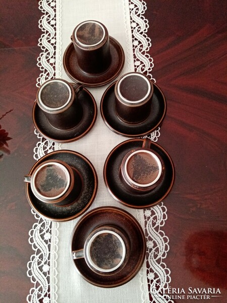 Skandináv / finn  Arabia  Finland Ruska  kerámia kávés / teás csésze, csészealj, cukortartó fedéllel