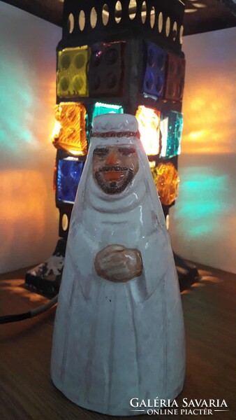 Extrém ritka, jelzett  Izsépy kerámia szobor , arab sejk