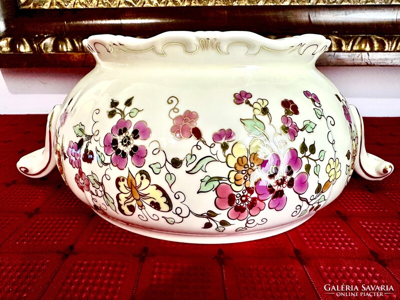 Új Zsolnay pillangó mintás leveses tál