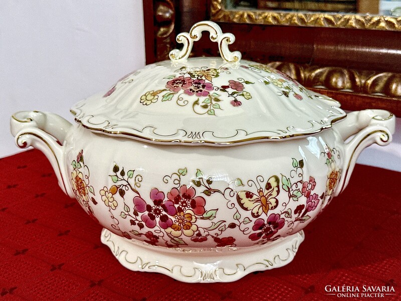 Új Zsolnay pillangó mintás leveses tál