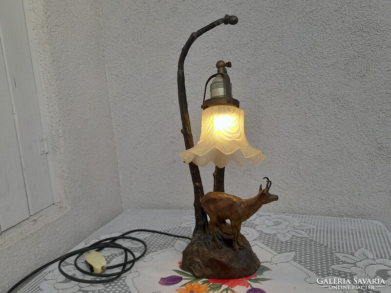 1,-Ft Meseszép nagyméretű tömör bronz figurális asztali lámpa 1800-as évekből