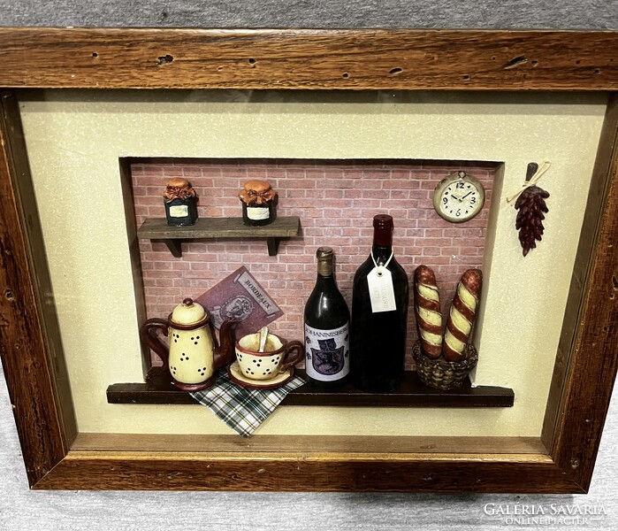 Vintage 3 dimenziós falikép - falidísz !