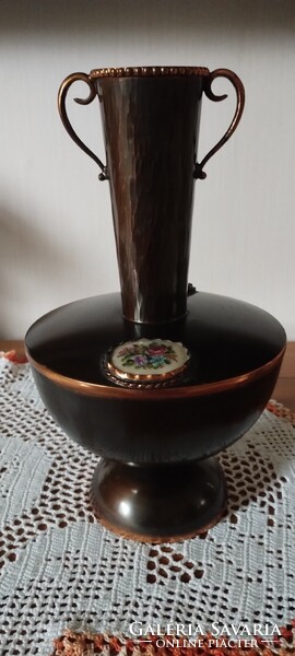 Retro réz váza gobelines betétekkel