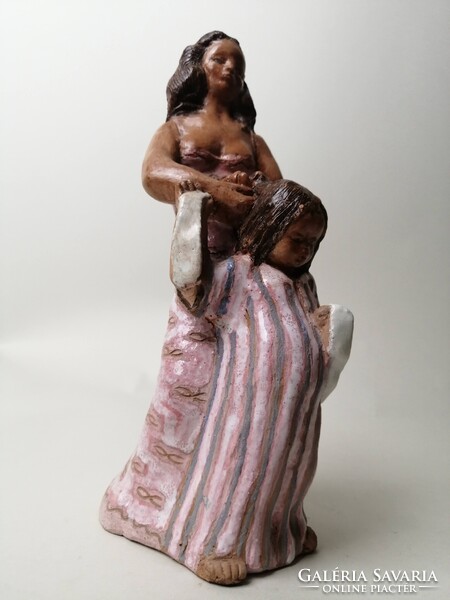 ENDRŐ MARGIT /1899-1986/ - ANYA ÉS LÁNYA KERÁMIA SZOBOR